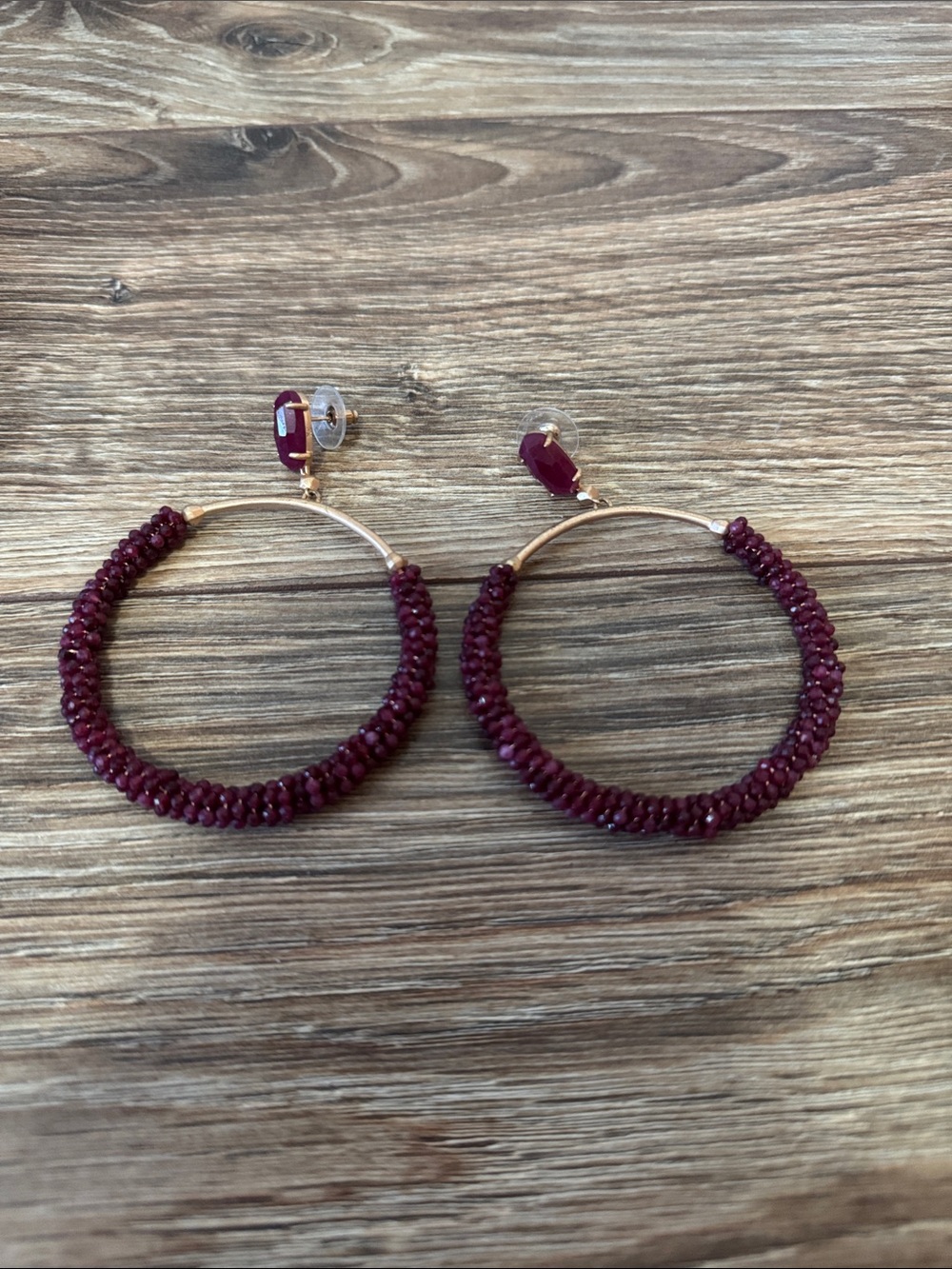 Kendra Scott Burgundy Beaded Hoop Earrings